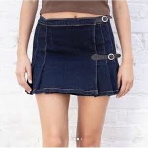 Brandy Melville Dark Blue Mini Skirt with Buckle Details